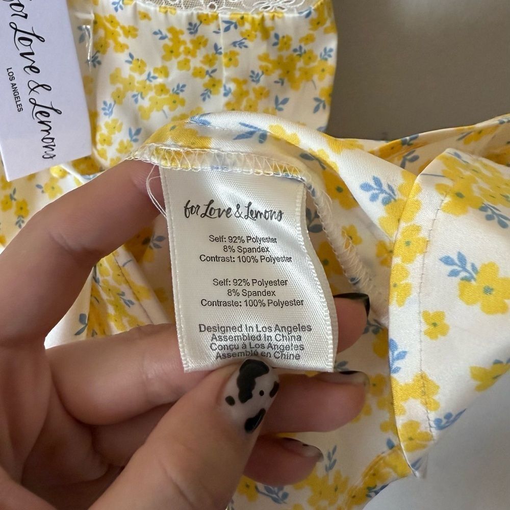 NWT For Love and Lemons Daffodil Mini Yellow Dress Puff Sleeve in Floral Size XS - Picture 8 of 10